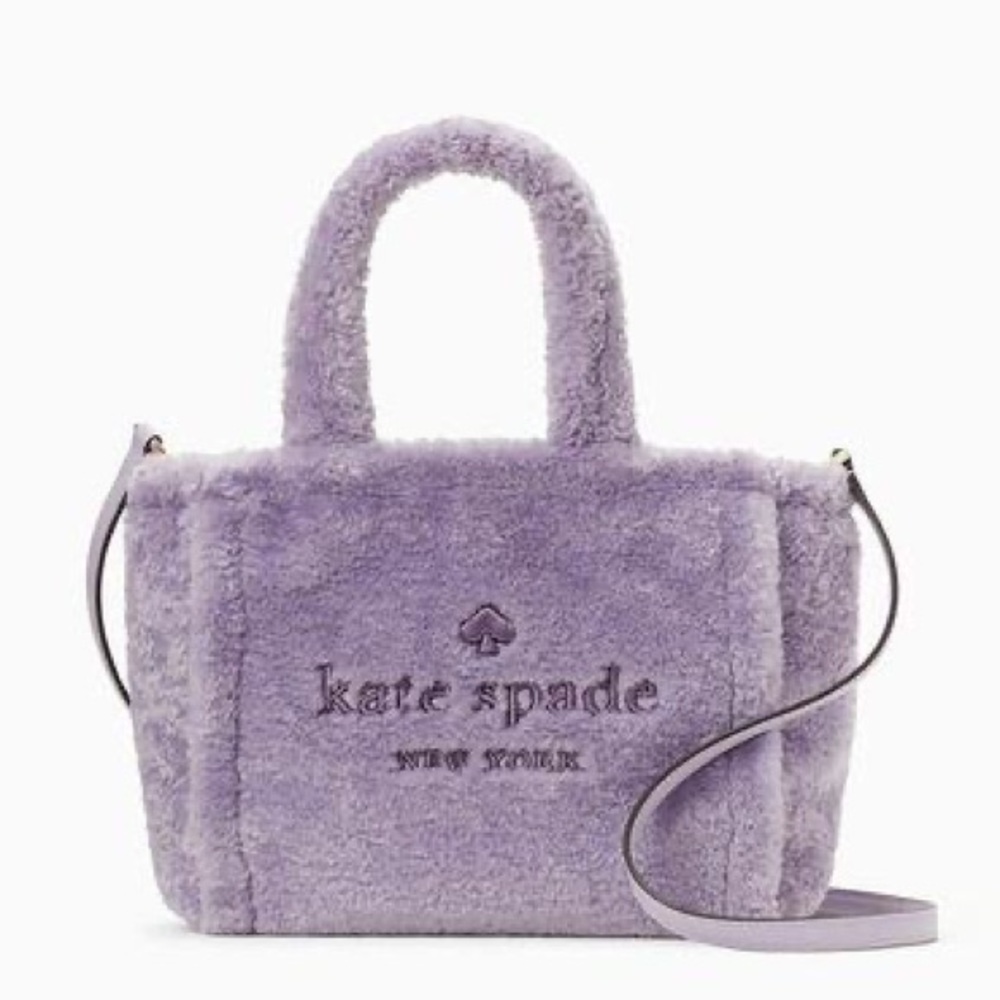 Kate Spade Ella Small Shearling Tote in Lilac Frost brand new
